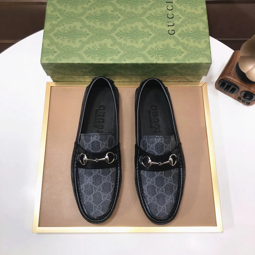 Men's Men's Shoes💰420💰[Gucci GUCCI] (High-end Niuli) New 🍀Gucci*-Gucci Peas Shoes! Made of imported original cowhide, the inner top layer is comfortable cowhide lining! Original wear-resistant rubber outsole! High quality products! Code number 38-44!
